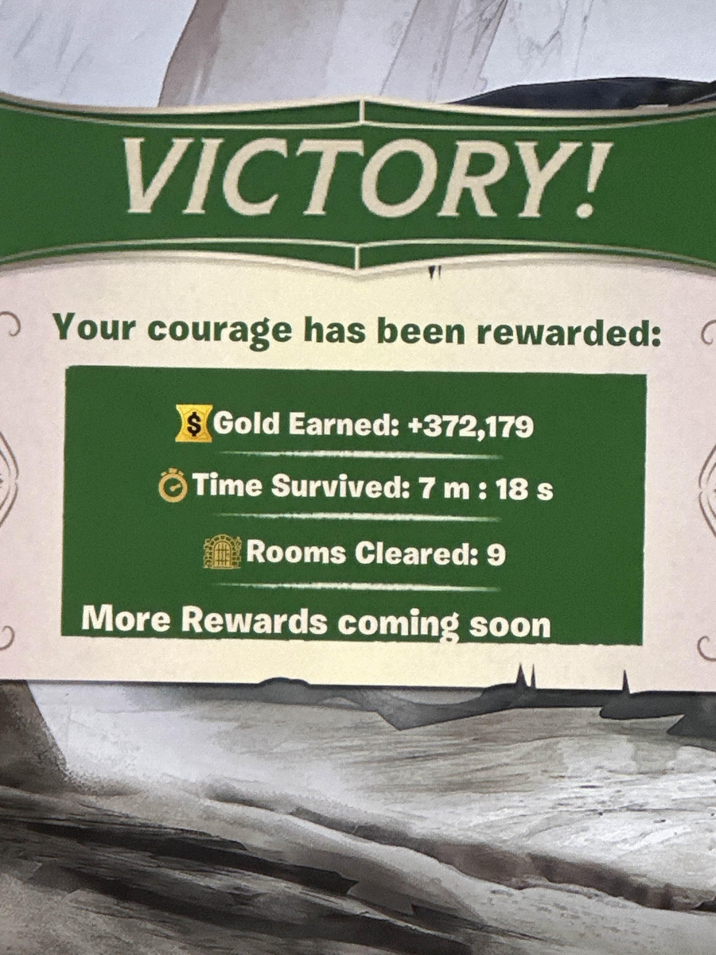 Victory rewards screen
