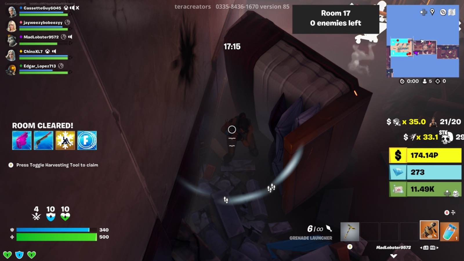 Room 17 hostage behind overturned bed