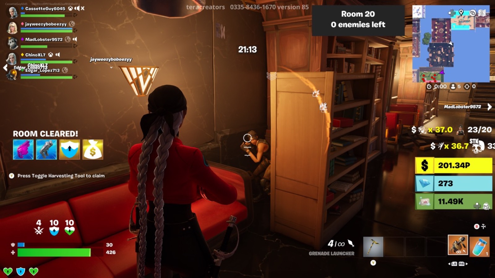 Room 20 hostage behind bookcase