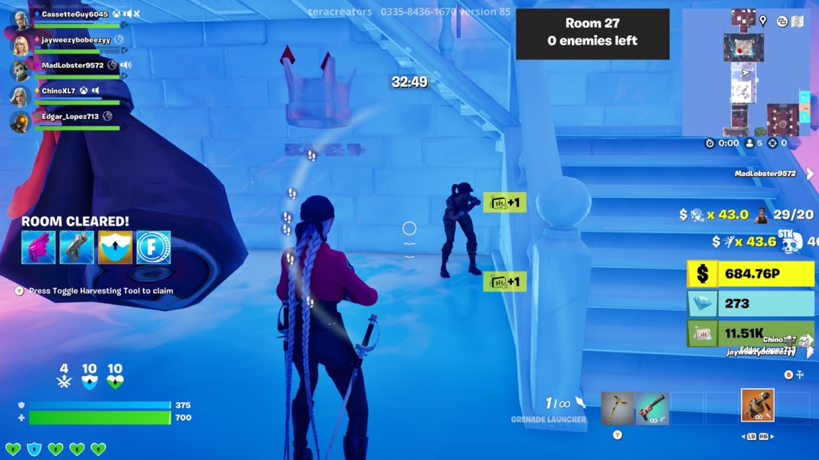 Room 27 ice room right staircase hostage