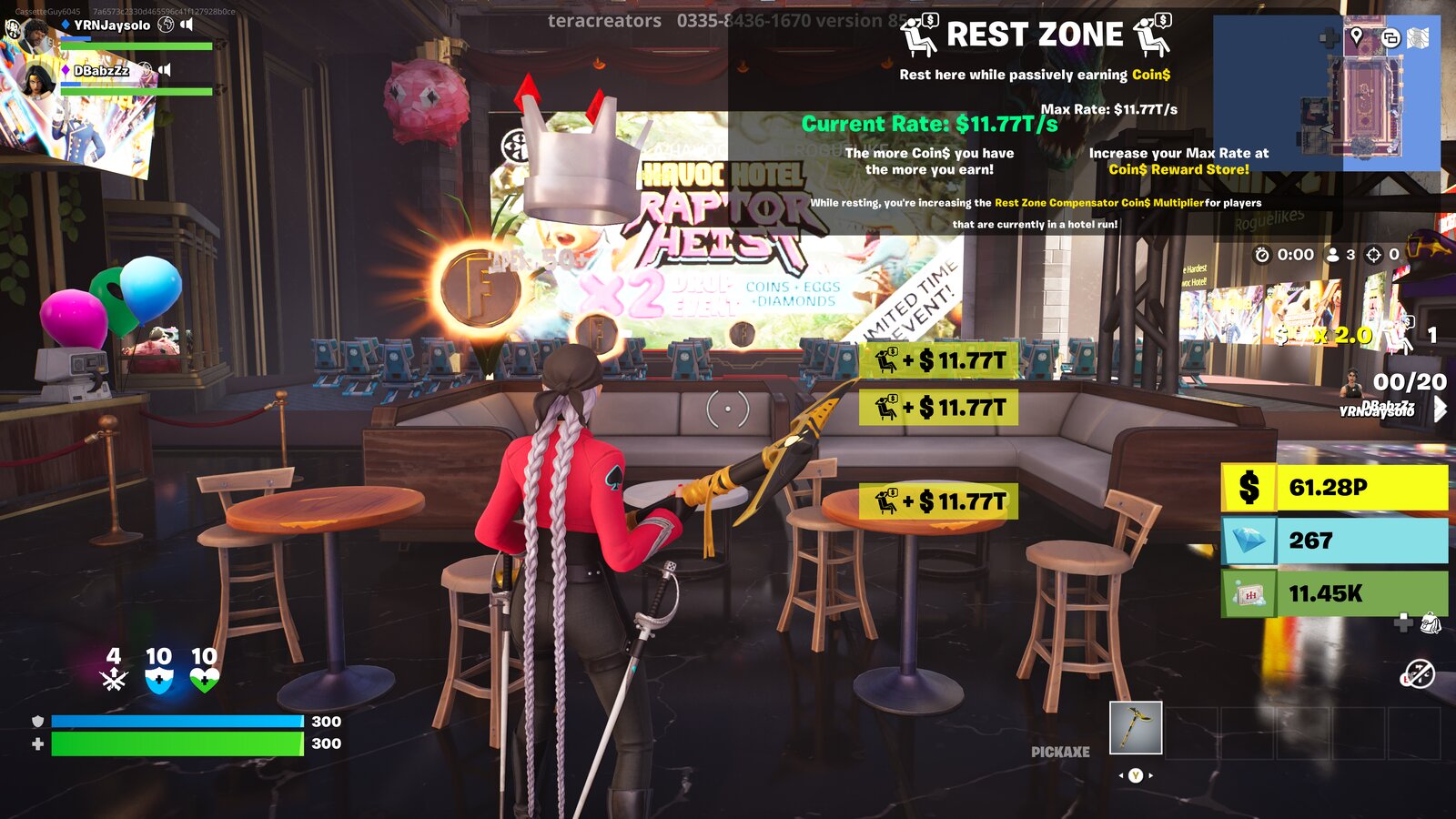 Rest zone coin earning rate